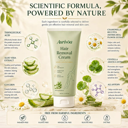 <strong>Aurivoa™ Natural Gentle Hair Removal Cream | For Women & Men, Sensitive Skin</strong>