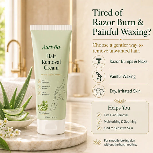 Aurivoa™ Natural Gentle Hair Removal Cream | For Women & Men, Sensitive Skin