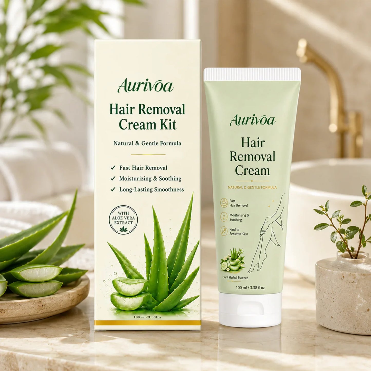 <strong>Aurivoa™ Natural Gentle Hair Removal Cream | For Women & Men, Sensitive Skin</strong>